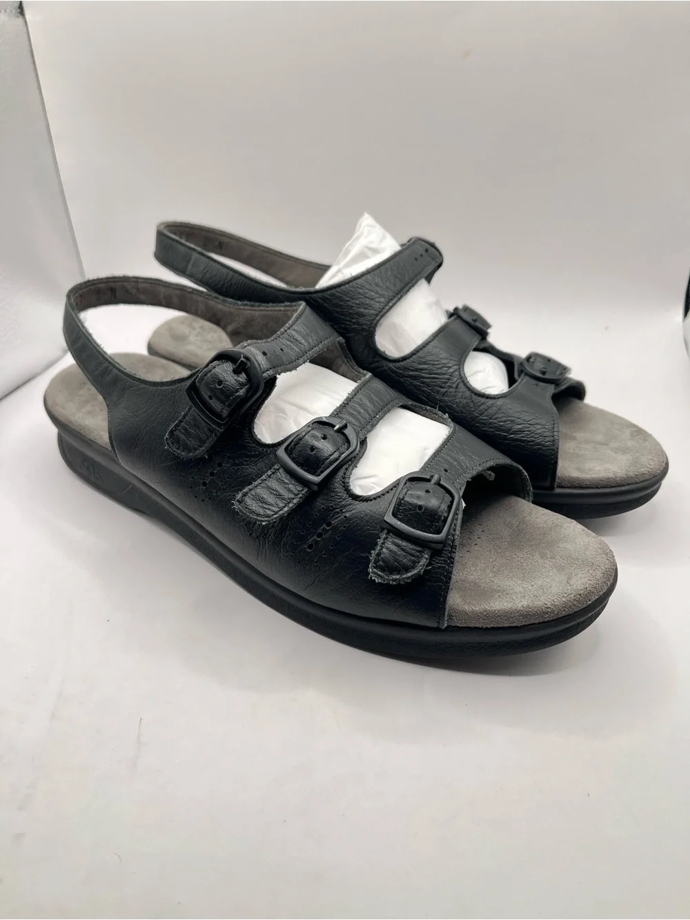 SAS Trio II Black 8.5 Narrow Women's Leather Comfort Sandal